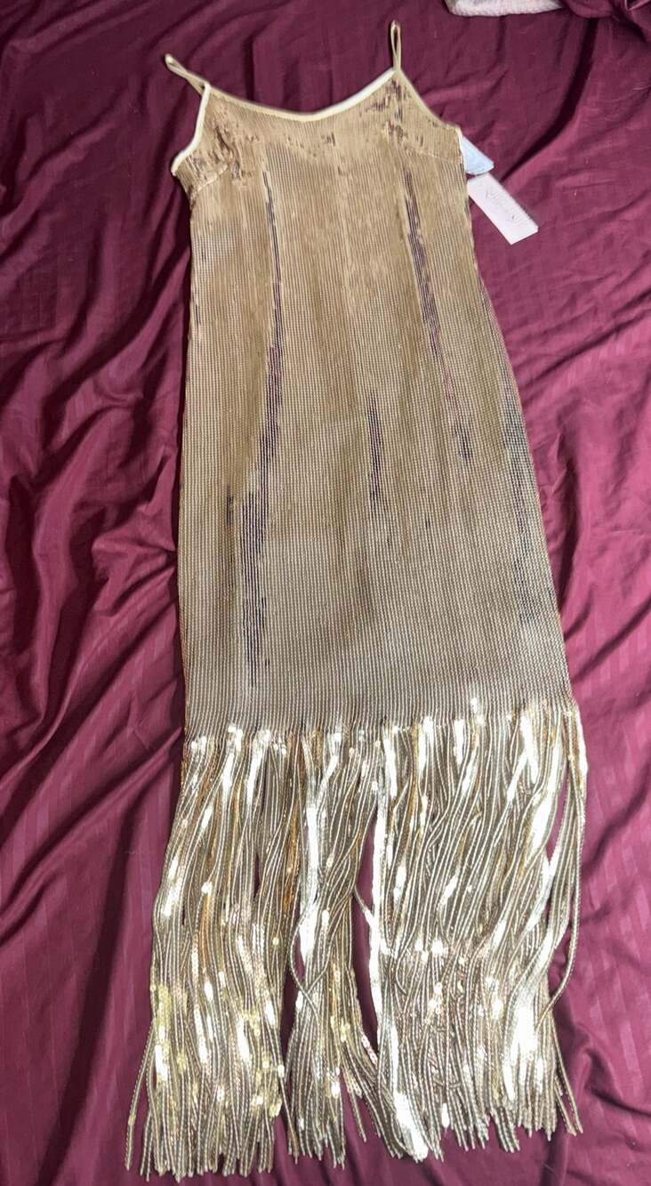 Nanette Nanette Lepore Sequin Fringe Dress Size 6 Gold